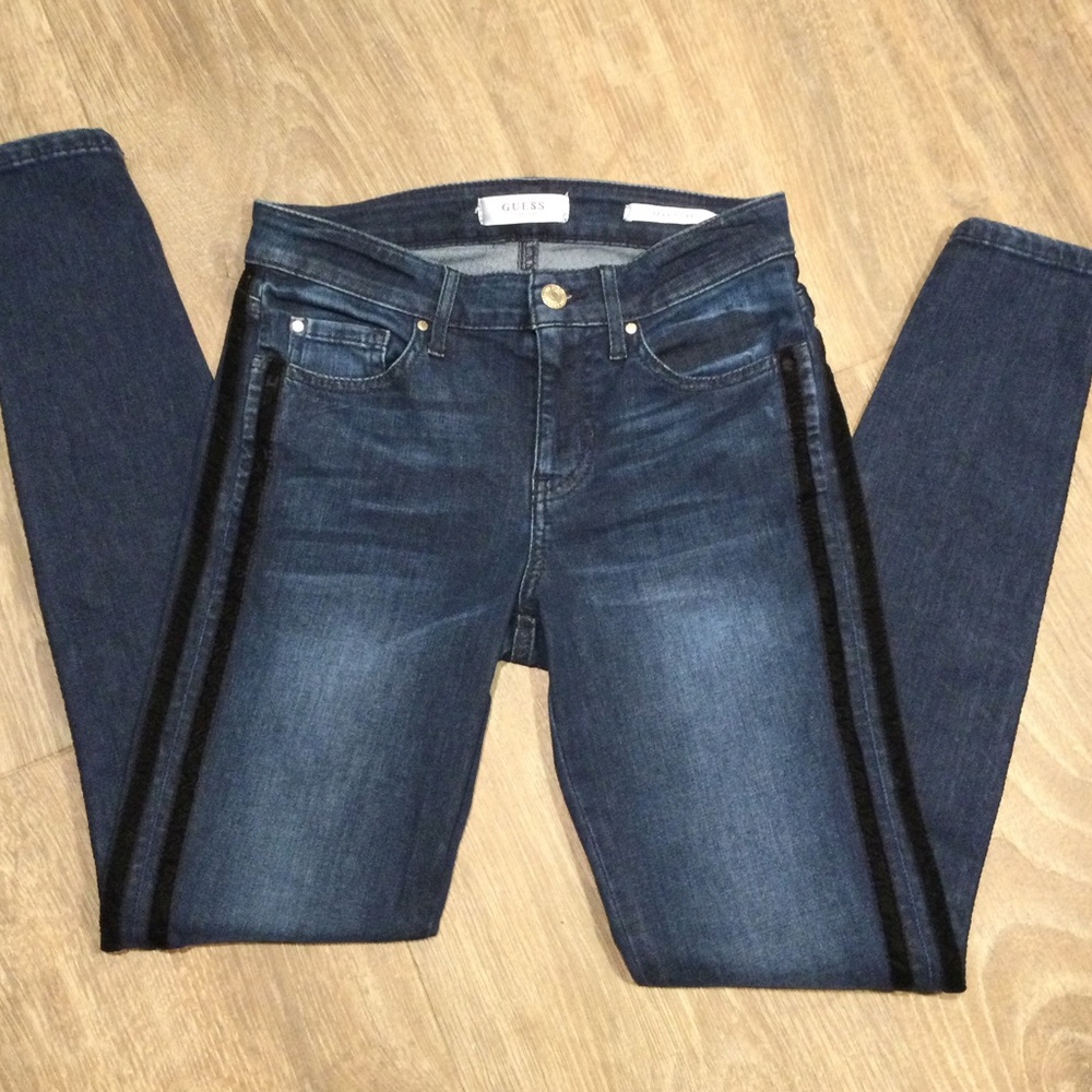 Guess Sexy Curve jeans with velvet tuxedo stripes 27
